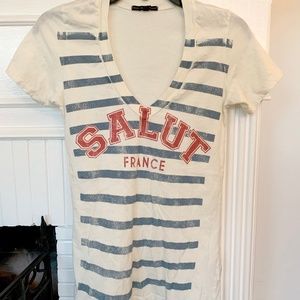Truly Madly Deeply small stripe white tshirt